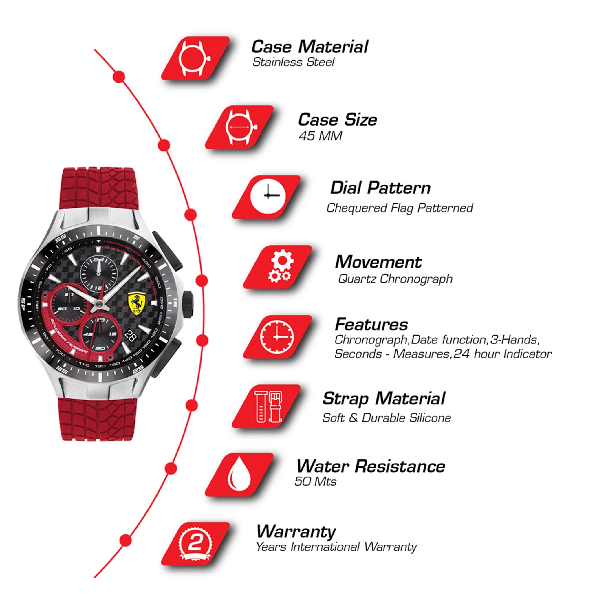 SCUDERIA FERRARI RACE DAY Chronograph Black Round Dial Men's Watch - 0830697
