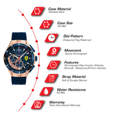 SCUDERIA FERRARI RACE DAY Chronograph Blue Round Dial Men's Watch- 0830699