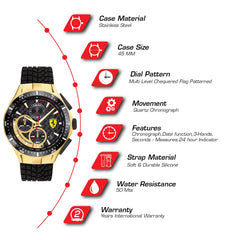 SCUDERIA FERRARI RACE DAY Chronograph Black Round Dial Men's Watch- 0830700