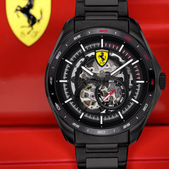 SCUDERIA FERRARI SPEEDRACER Mechanical Automatic Black Skeleton Round Dial Men's Watch - 0830708