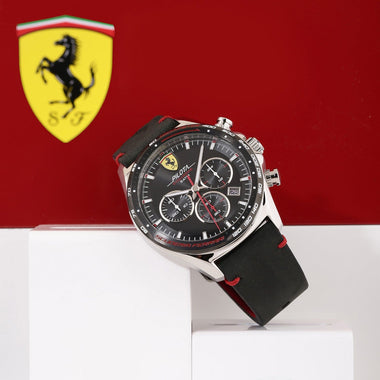 Scuderia Ferrari Pilota Evo Chronograph Black Round Dial Men's Watch- 0830710