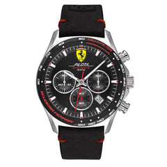 Scuderia Ferrari Pilota Evo Chronograph Black Round Dial Men's Watch- 0830710