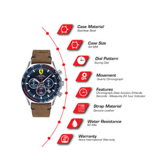 SCUDERIA FERRARI PILOTA EVO Chronograph Blue Round Dial Men's Watch- 0830711