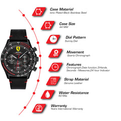 SCUDERIA FERRARI PILOTA EVO Chronograph Black Round Dial Men's Watch- 0830712