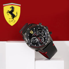 SCUDERIA FERRARI PILOTA EVO Chronograph Black Round Dial Men's Watch- 0830712
