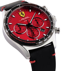 SCUDERIA FERRARI PILOTA EVO Chronograph Red Round Dial Men's Watch- 0830713