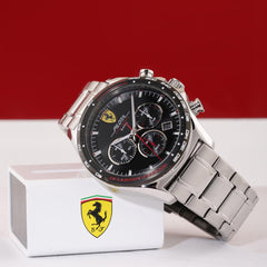 SCUDERIA FERRARI PILOTA EVO Chronograph Black Round Dial Men's Watch - 0830714
