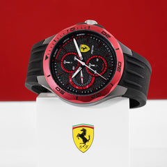 SCUDERIA FERRARI PISTA Multifunction Black Round Dial Men's Watch- 0830721