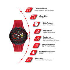 SCUDERIA FERRARI PISTA Multifunction Black Round Dial Men's Watch- 0830723