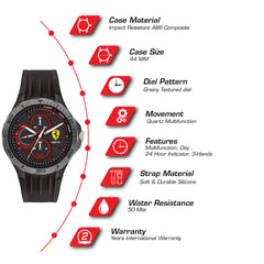 SCUDERIA FERRARI PISTA Multifunction Black Round Dial Men's Watch- 0830725