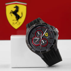 SCUDERIA FERRARI PISTA Multifunction Black Round Dial Men's Watch- 0830725