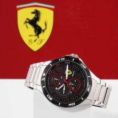 SCUDERIA FERRARI PISTA Multifunction Black Round Dial Men's Watch- 0830726