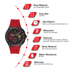 SCUDERIA FERRARI PISTA Chronograph Black Round Dial Men's Watch- 0830727