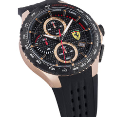 SCUDERIA FERRARI PISTA Chronograph Black Round Dial Men's Watch- 0830728
