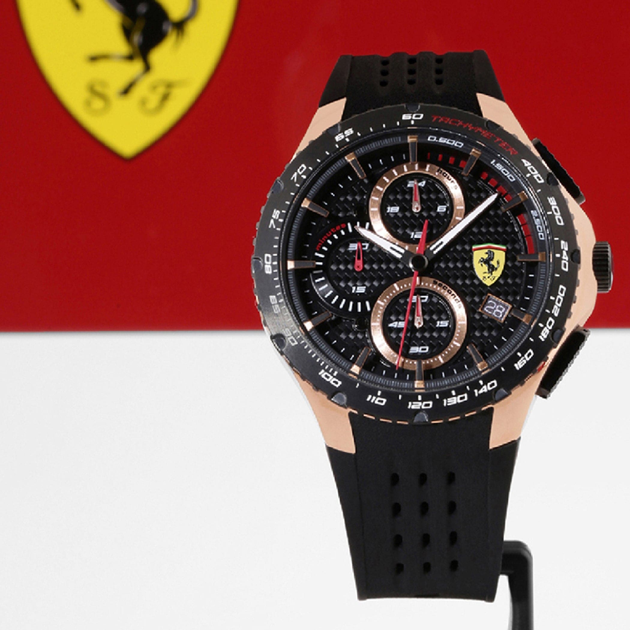 SCUDERIA FERRARI PISTA Chronograph Black Round Dial Men's Watch- 0830728