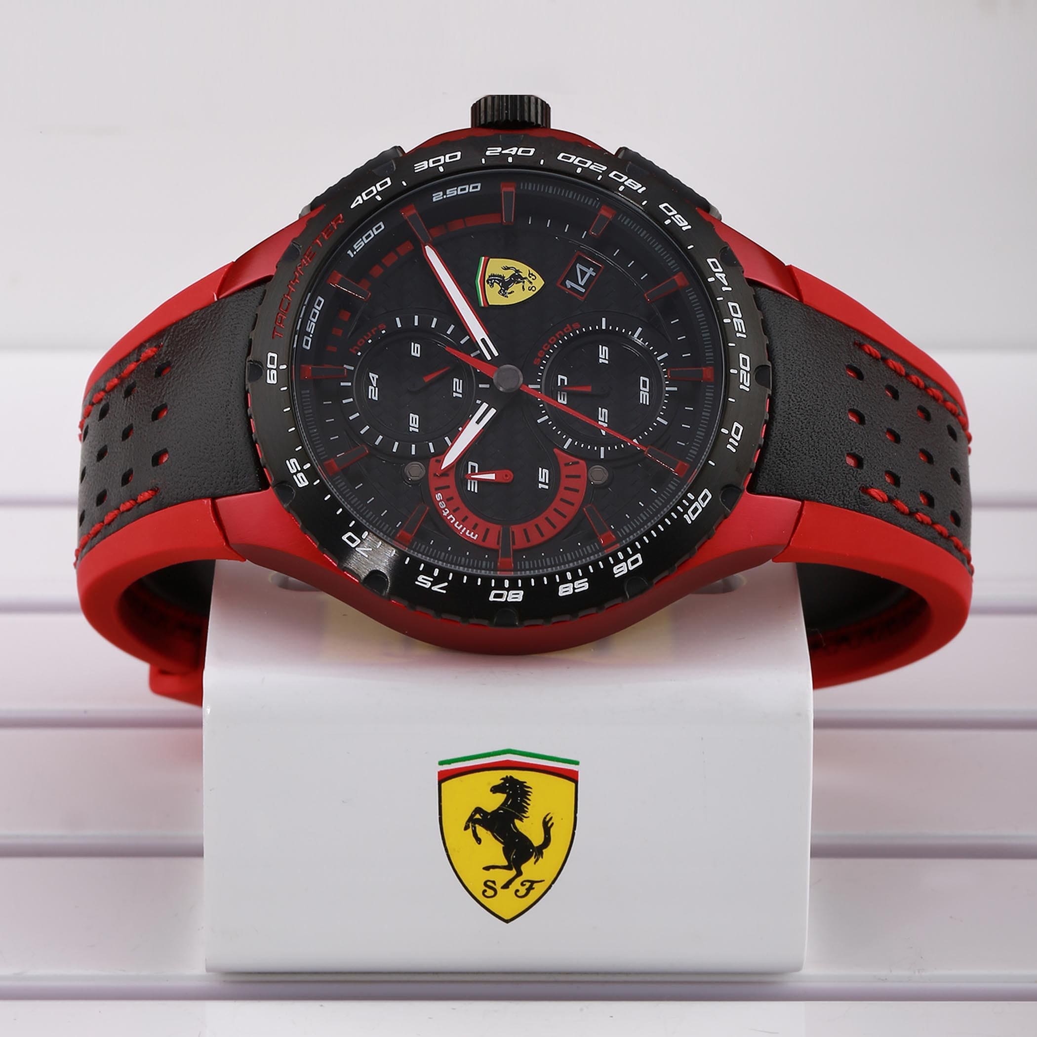 SCUDERIA FERRARI PISTA Chronograph Black Round Dial Men's Watch - 0830733