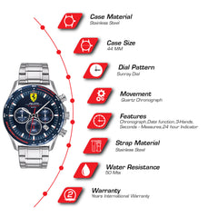 SCUDERIA FERRARI PILOTA EVO Chronograph Blue Round Dial Men's Watch- 0830749