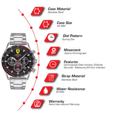 SCUDERIA FERRARI PILOTA EVO Chronograph Black Round Dial Men's Interchangabale Strap Watch - 0830758