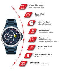 SCUDERIA FERRARI PISTA Multifunction Blue Round Dial Men's Watch- 0830759