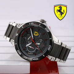 SCUDERIA FERRARI PISTA Multifunction Black Round Dial Men's Watch- 0830761