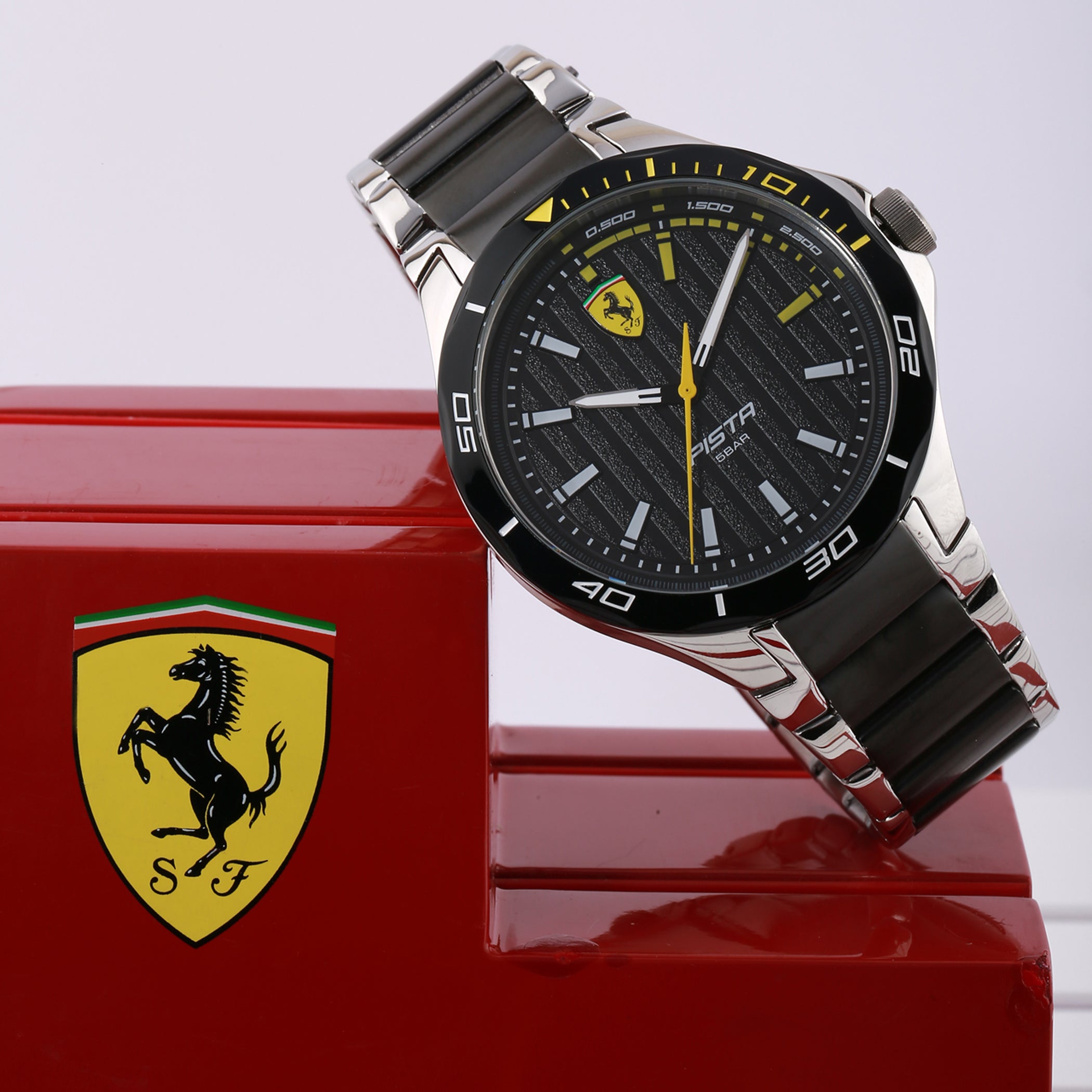 SCUDERIA FERRARI PISTA Quartz Black Round Dial Men's Watch- 0830762