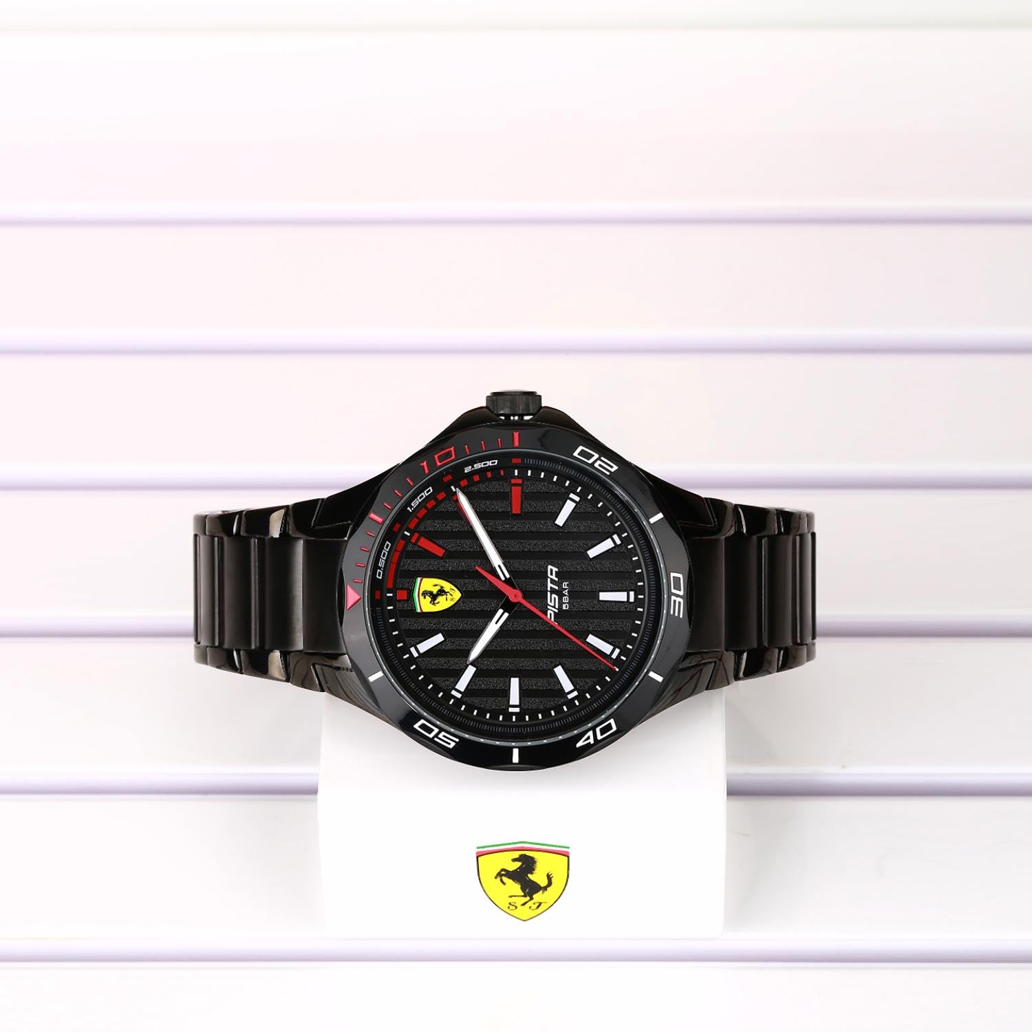 SCUDERIA FERRARI Pista Quartz Black Round Dial Men's Watch - 0830763