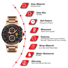 SCUDERIA FERRARI PISTA Chronograph Black Round Dial Men's Watch- 0830765