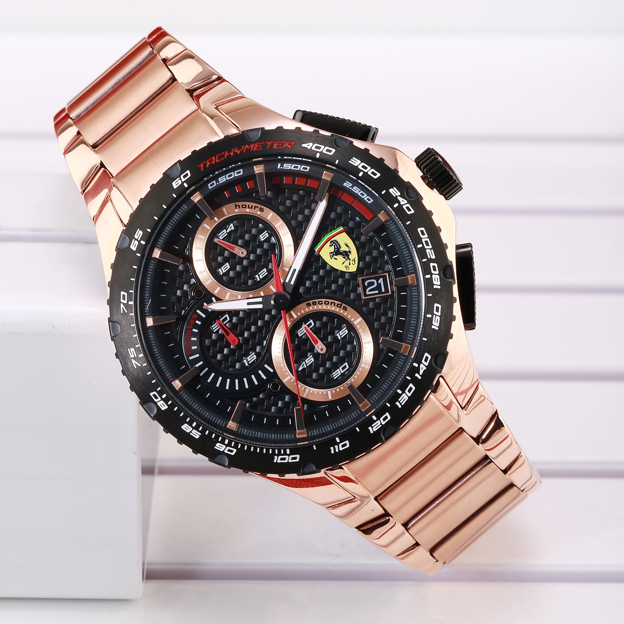 SCUDERIA FERRARI PISTA Chronograph Black Round Dial Men's Watch- 0830765