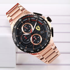 SCUDERIA FERRARI PISTA Chronograph Black Round Dial Men's Watch- 0830765