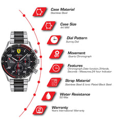 SCUDERIA FERRARI PILOTA EVO Chronograph Black Round Dial Men's Watch - 0830768