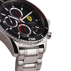 SCUDERIA FERRARI PILOTA EVO Chronograph Black Round Dial Men's Watch- 0830772