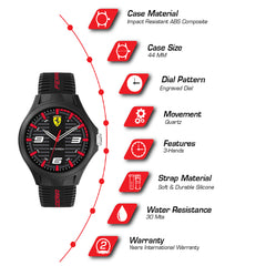 SCUDERIA FERRARI PIT CREW Quartz Black Round Dial Men's Watch- 0830778
