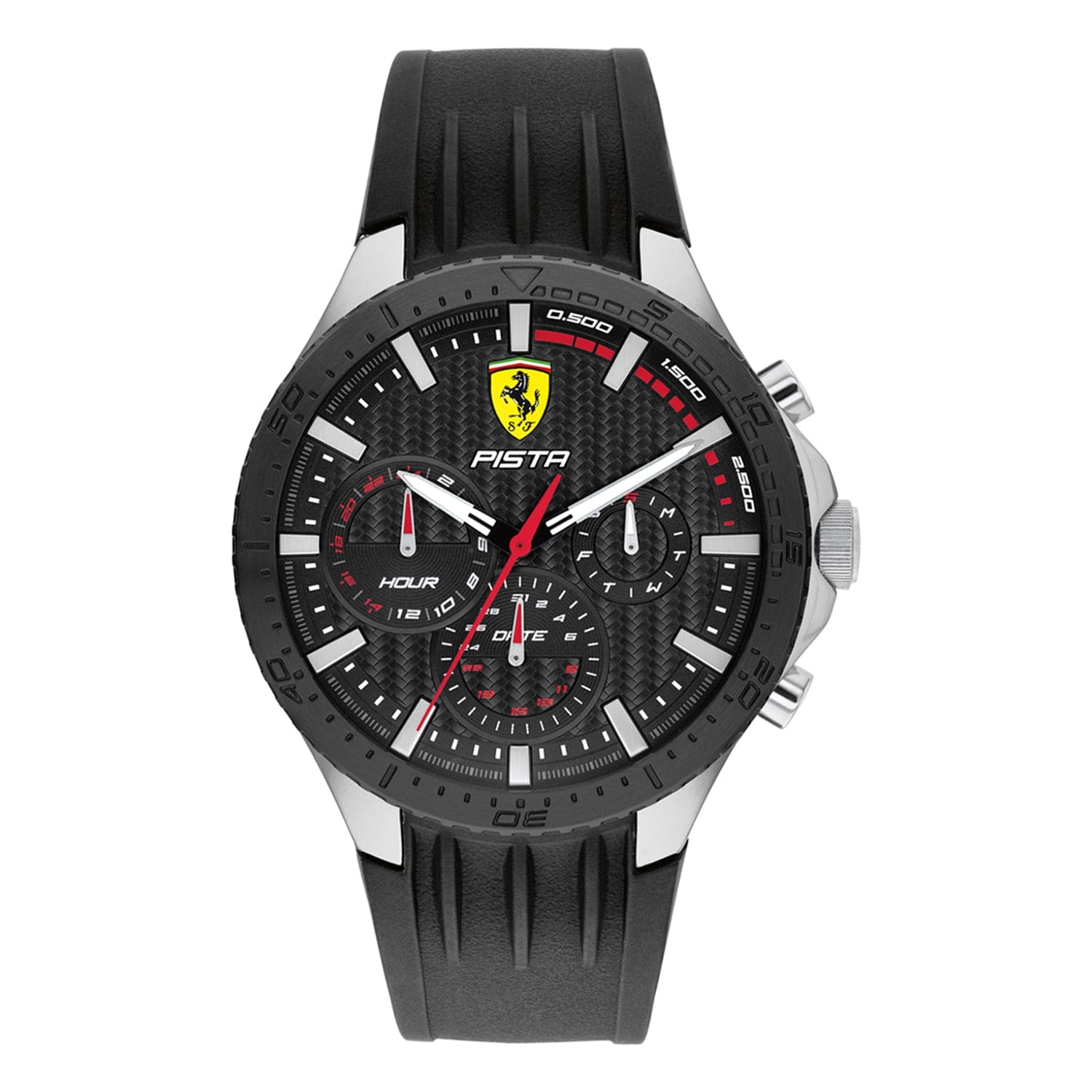 Scuderia Ferrari Pista Dual Track Multifunction Black Round Dial Men's Watch- 0830853
