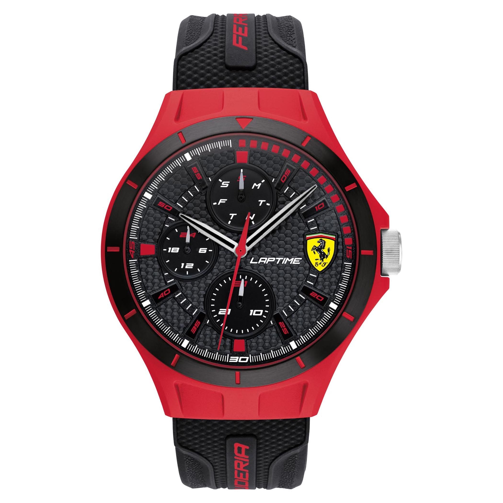 SCUDERIA FERRARI LAP TIME Multifunction Black Round Dial Men's Watch - 0830862