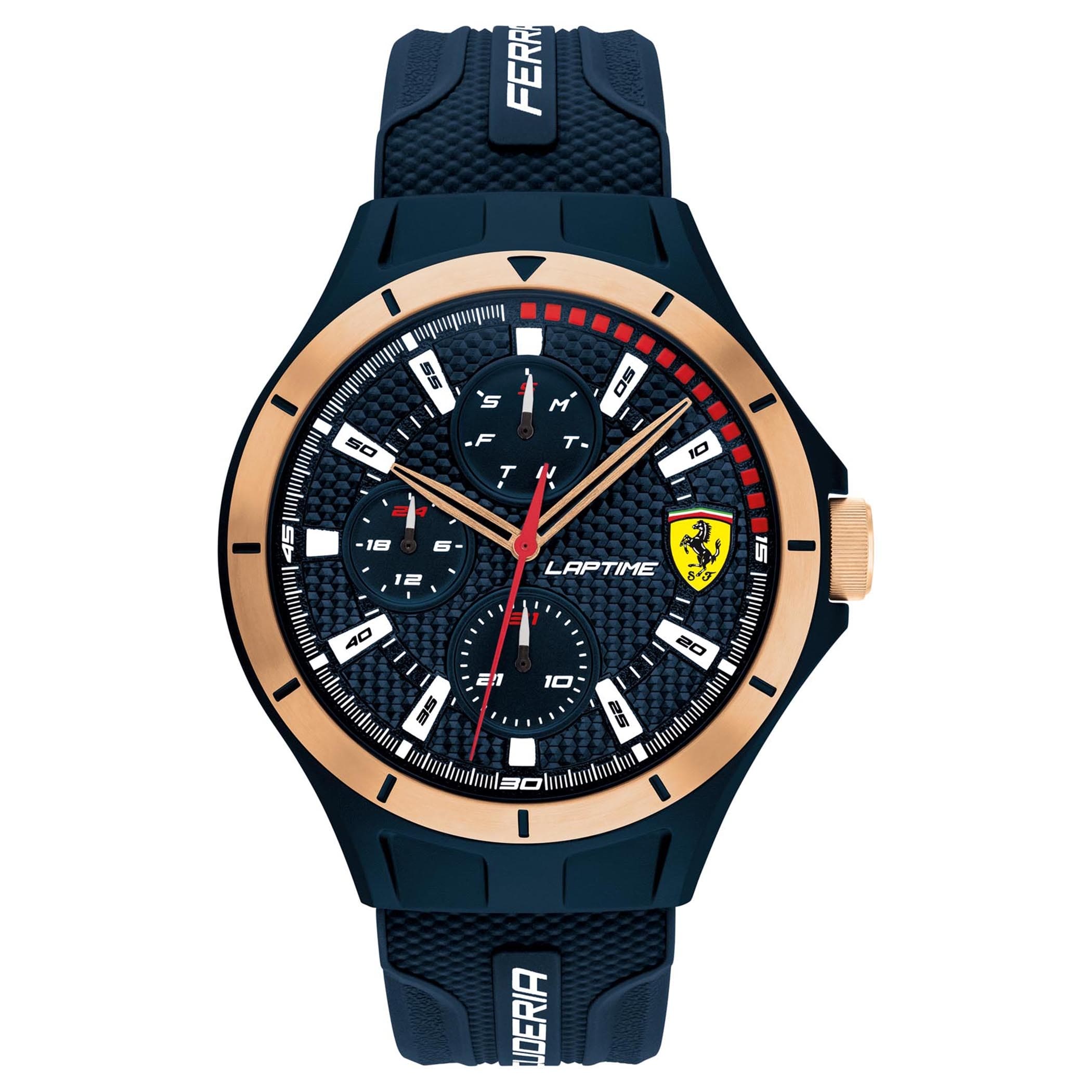SCUDERIA FERRARI LAP TIME Multifunction Blue Round Dial Men's Watch - 0830863