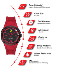 SCUDERIA FERRARI APEX Quartz Black Round Dial Unisex Watch- 0840033