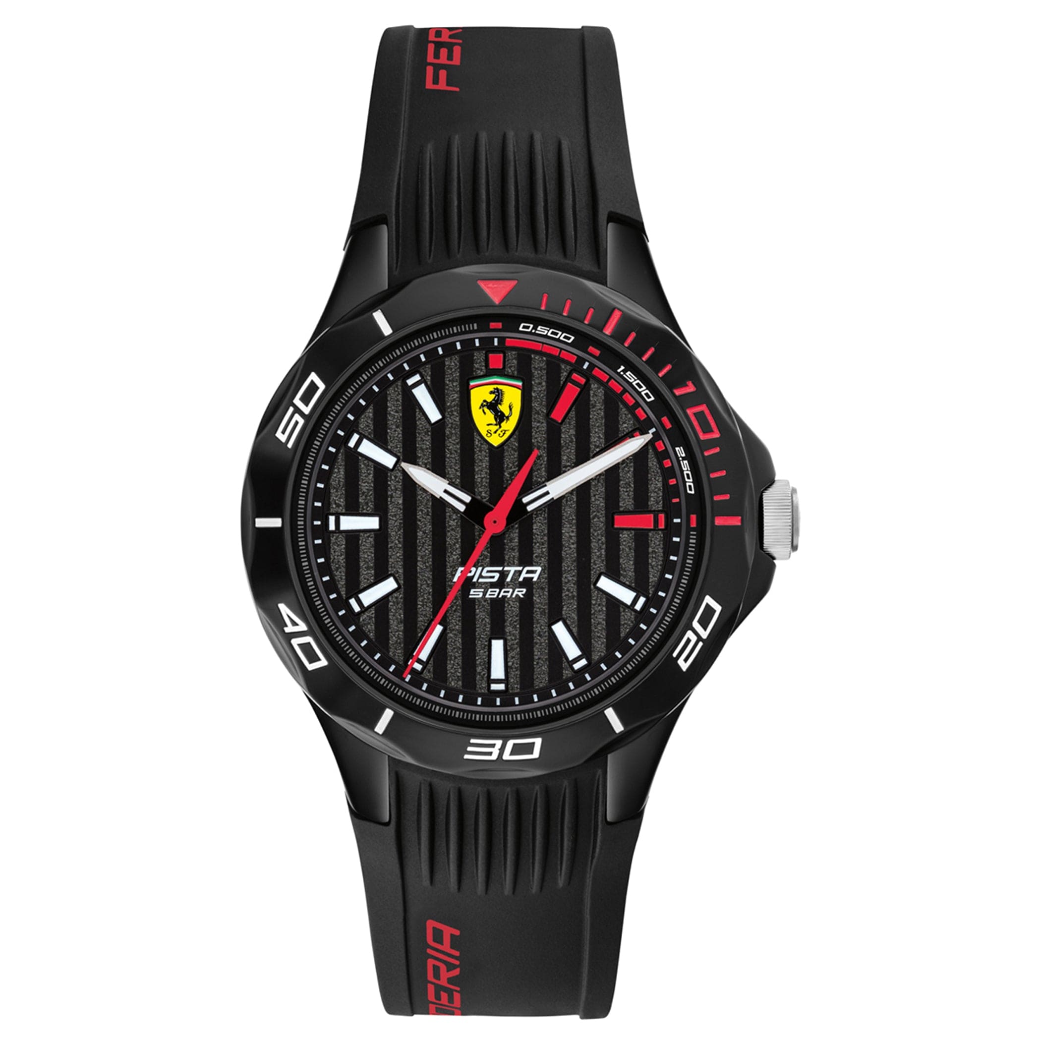 SCUDERIA FERRARI PISTA Quartz Black Round Dial Unisex Watch- 0840038