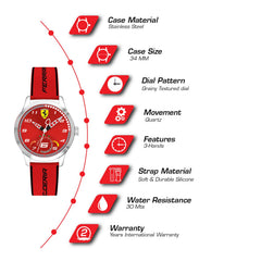 SCUDERIA FERRARI Pitlane Quartz Red Round Dial Kid's Watch - 0860004