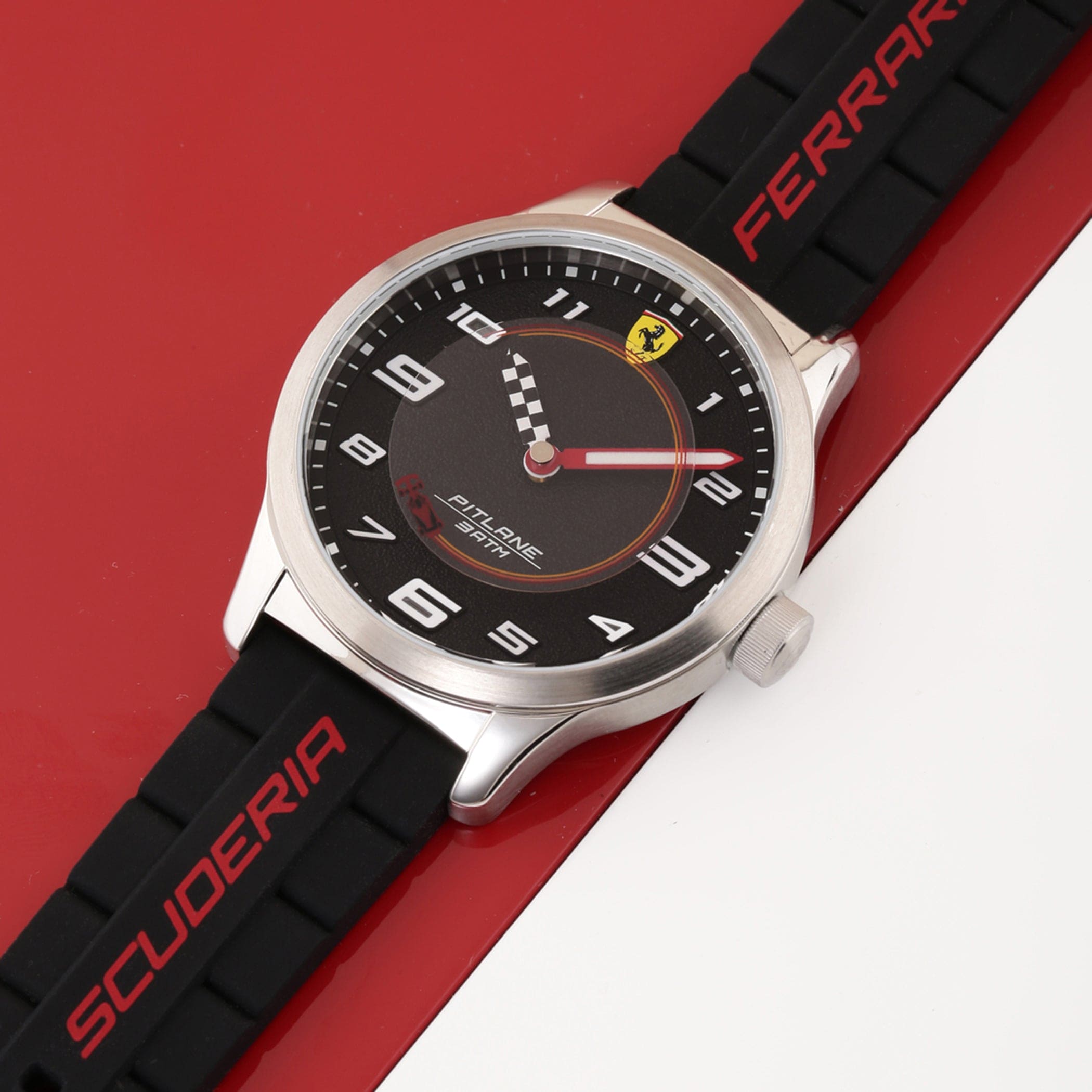 SCUDERIA FERRARI PITLANE Quartz Black Round Dial Unisex Watch- 0860012
