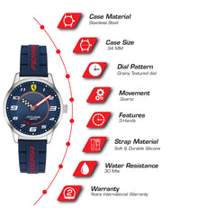 SCUDERIA FERRARI PITLANE Quartz Blue Round Dial Unisex Watch- 0860015