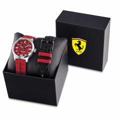 SCUDERIA FERRARI PITLANE Quartz Red Round Dial Unisex Watch with Additional Strap- 0860016