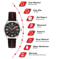 SCUDERIA FERRARI PITLANE Quartz Black Round Dial Unisex Watch- 0870043