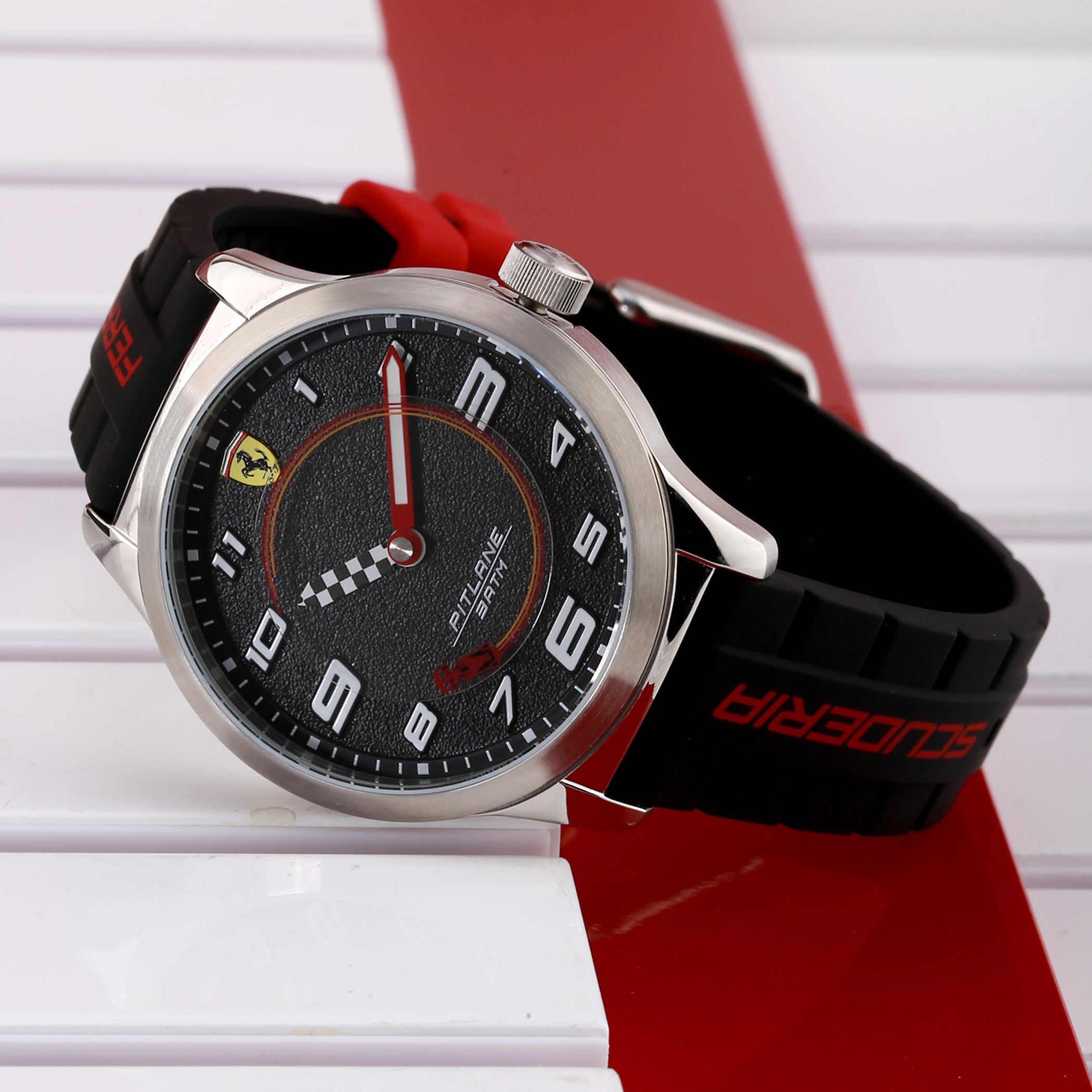 SCUDERIA FERRARI PITLANE Quartz Black Round Dial Unisex Watch- 0870043