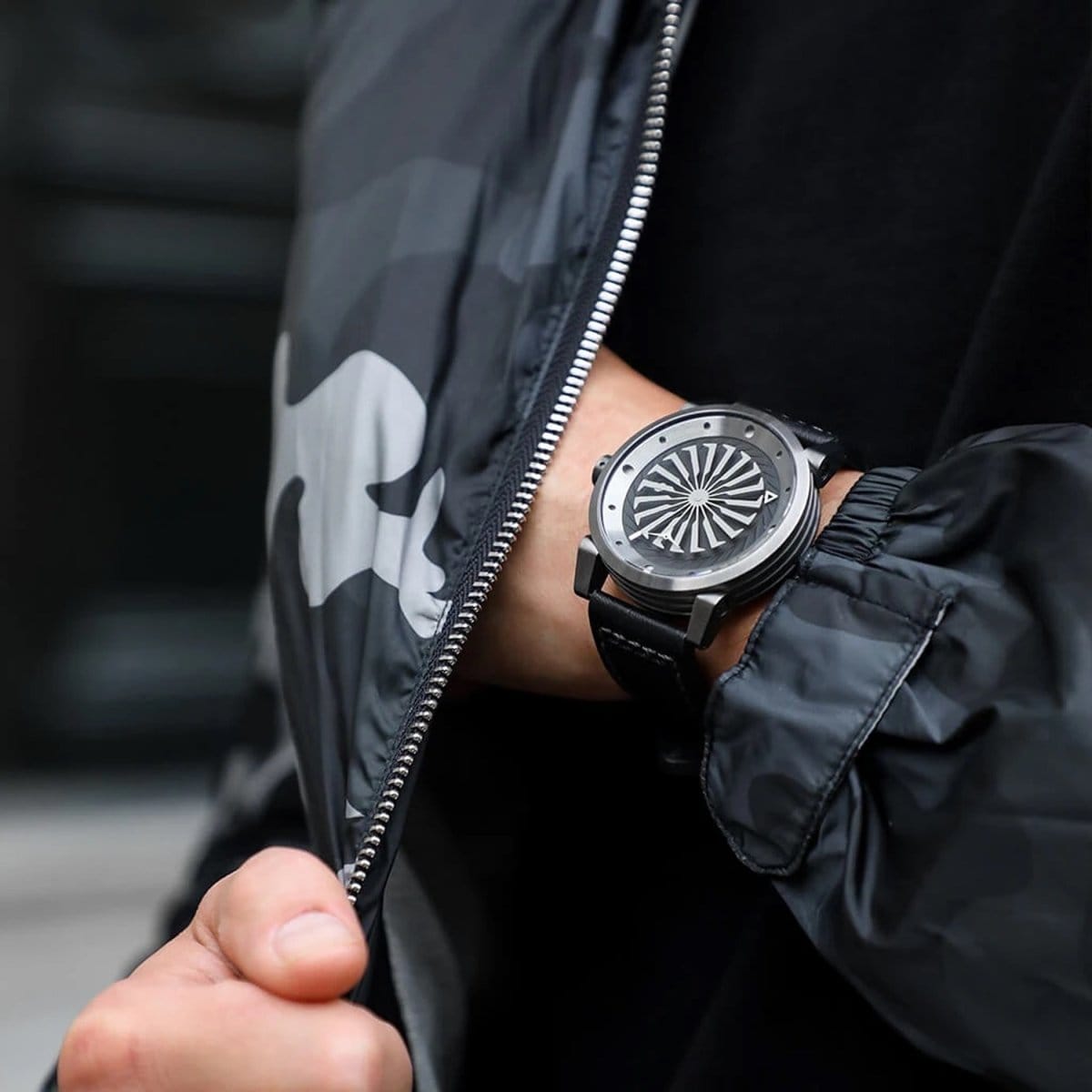 ZINVO BLADE GUNMETAL Analog Black Turbine Round Dial Men's Watch - 123