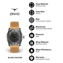 ZINVO BLADE ENCORE Analog Grey Turbine Round Dial Men's Watch - 143