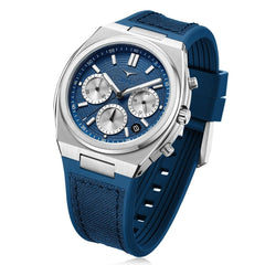 Zinvo RIVAL CHRONO MARINE Chronograph Blue Round Dial Watch with Additional Strap For Men's- 200-02
