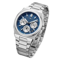 Zinvo RIVAL CHRONO MARINE Chronograph Blue Round Dial Watch with Additional Strap For Men's- 200-02