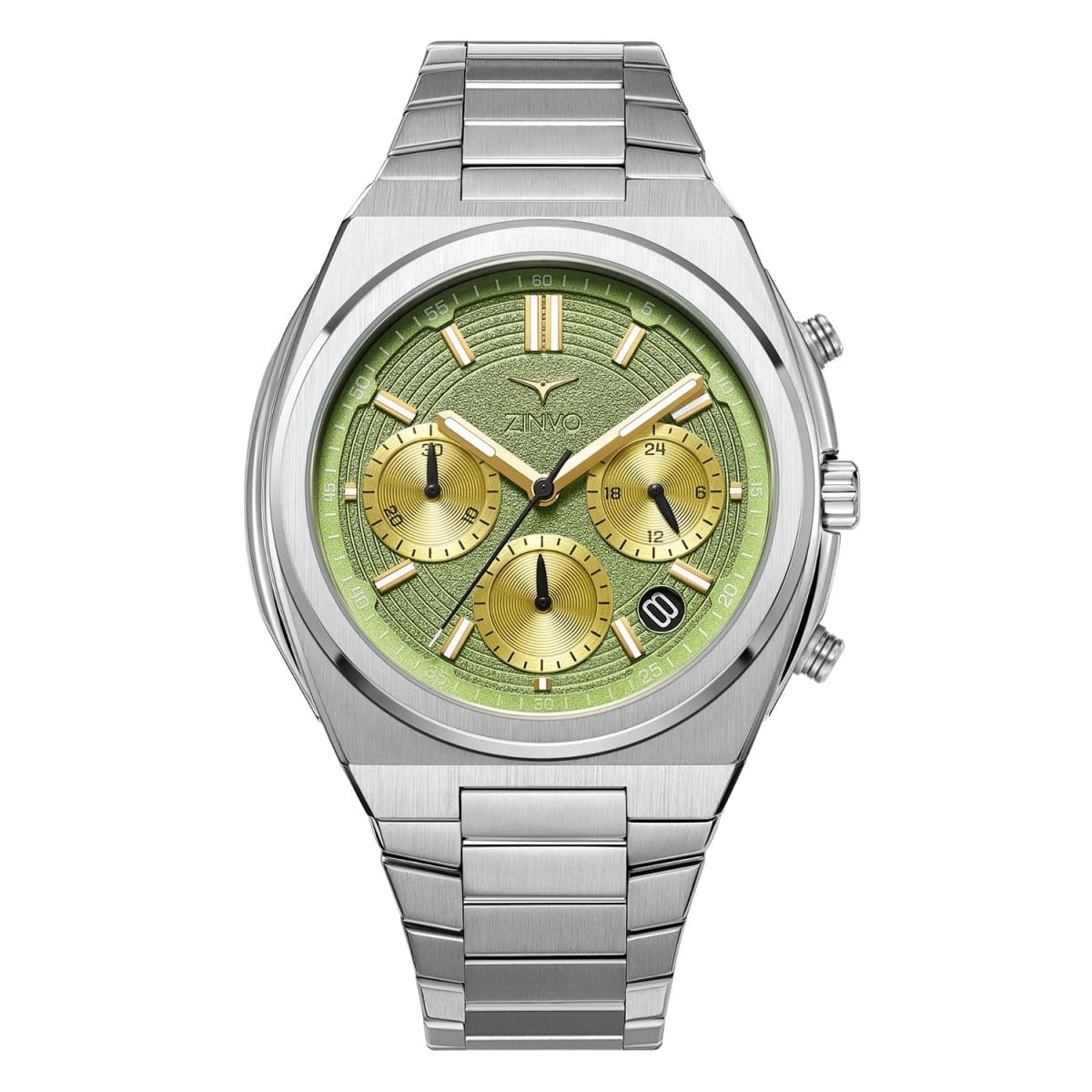 Zinvo RIVAL CHRONO LEGACY Chronograph Green Round Dial Watch with Additional Strap For Men's- 200-03