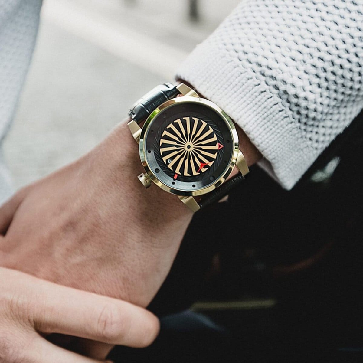 ZINVO BLADE ONYX Analog Black Turbine Round Dial Men's Watch - 200