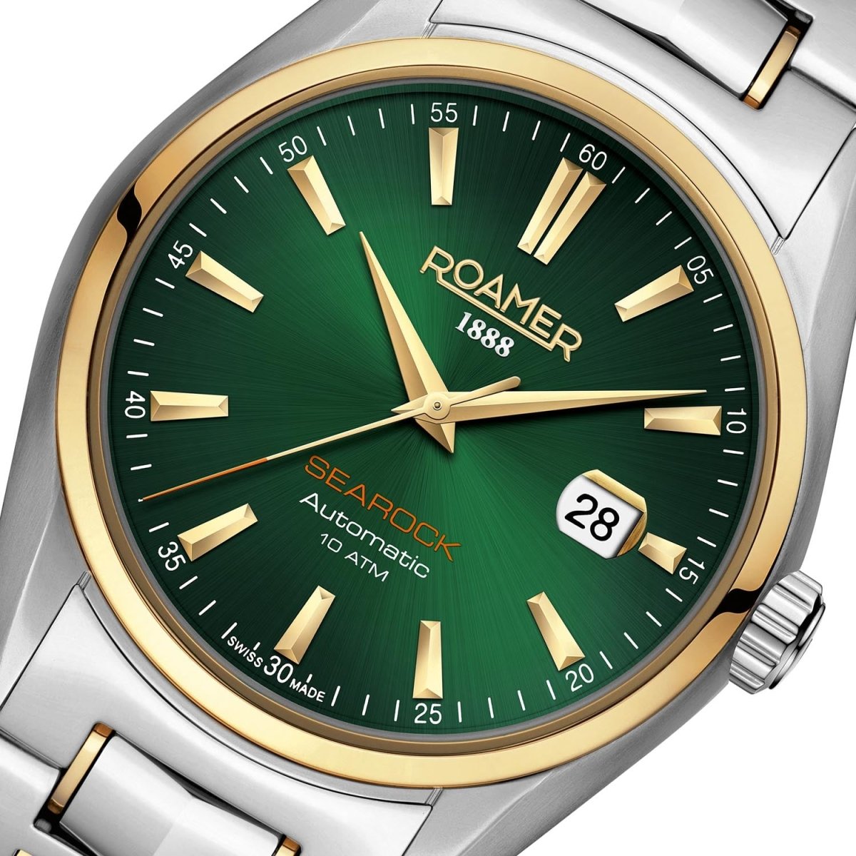 ROAMER Searock Mechanical Automatic Green Round Dial Men's Watch-210633 47 75 20